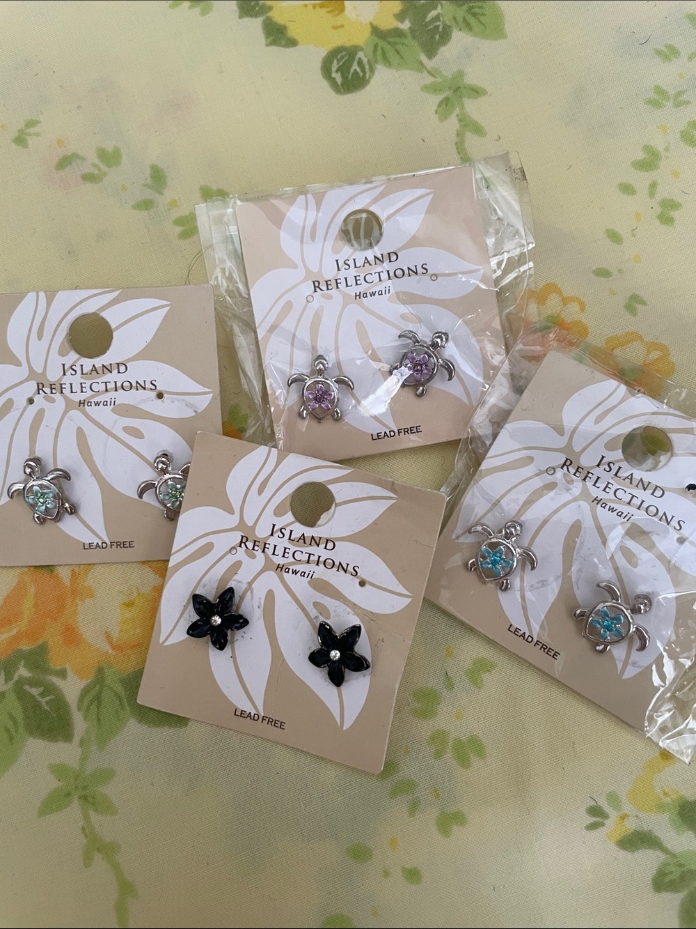 Four Pairs of Island Reflections Stud Earrings